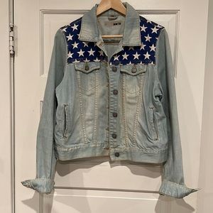 American Flag vintage inspired denim jacket. Topshop Moto size 12 (runs fitted)